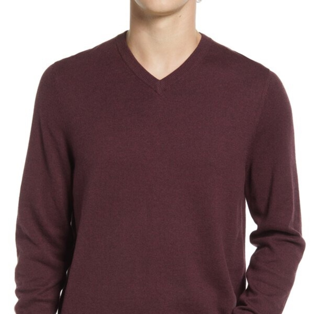 vince burgundy maroon v neck cashmere sweater